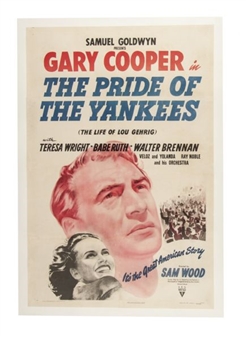 1942 Original "Pride of the Yankees" One Sheet Linen Backed Movie Poster